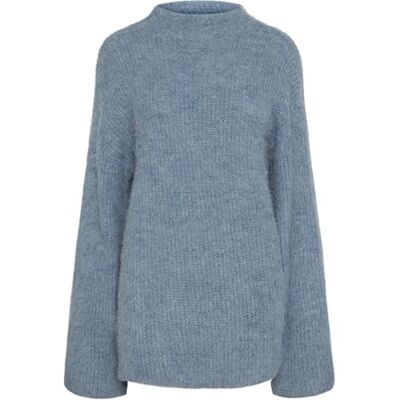 PIECES Damer Pcmala Ls highneck stickad Noos Bc stickad tröja, Blekt denim, XL PIECES Damer Pcmala Ls highneck stickad Noos Bc stickad tröja, Blekt denim, XL