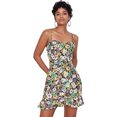 Trendyol Dam Petite Mini Basic Regular Fit tyg klänning, Grön, 36 Trendyol Dam Petite Mini Basic Regular Fit tyg klänning, Grön, 36