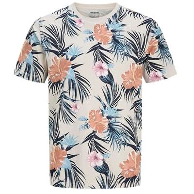 JJ REBEL Jrebbastian Flower AOP Tee Ss O-hals, Moonbeam, M JJ REBEL Jrebbastian Flower AOP Tee Ss O-hals, Moonbeam, M