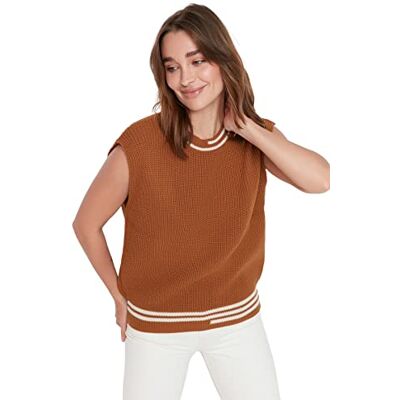 Trendyol Stickad tröja för kvinnor med färg bloc Sweater, Cinnamon, M, kanel, M Trendyol Stickad tröja för kvinnor med färg bloc Sweater, Cinnamon, M, kanel, M
