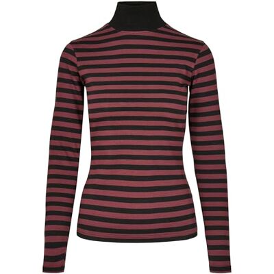 Urban Classics Dam Dam Dam Y/D Turtleneck L/S T-shirt, Körsbär/blk, 5XL Urban Classics Dam Dam Dam Y/D Turtleneck L/S T-shirt, Körsbär/blk, 5XL