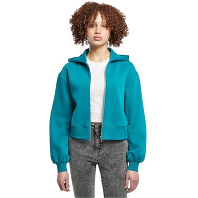 Urban Classics Dam kort överdimensionerad dragkedja jacka sweatshirt, vattengreen, 4XL Urban Classics Dam kort överdimensionerad dragkedja jacka sweatshirt, vattengreen, 4XL