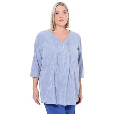 Ulla Popken damer stora storlekar överdimensionerade plus size bubble tunika, hjärturringning, passpoal, 3/4-arm, Koboltblå, 50-52 plus size Ulla Popken damer stora storlekar överdimensionerade plus size bubble tunika, hjärturringning, passpoal, 3/4-arm, Koboltblå, 50-52 plus size