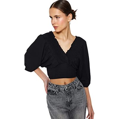 Trendyol kvinna normal passform basic v-ringad stickad blus, svart, XL, Svart, XL Trendyol kvinna normal passform basic v-ringad stickad blus, svart, XL, Svart, XL