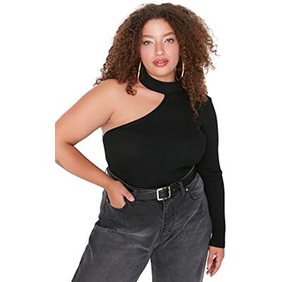 Trendyol Dam TBBAW23AN00049/Siyah sweatshirt, svart, 5XL, Svart, 5XL Trendyol Dam TBBAW23AN00049/Siyah sweatshirt, svart, 5XL, Svart, 5XL