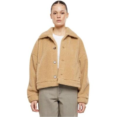 Urban Classics Ladies Short Sherpa Button Jacka, unionbeige, S Urban Classics Ladies Short Sherpa Button Jacka, unionbeige, S