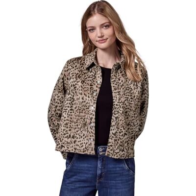 Street One Studio velourblus med leopardmönster, Krämbrun, 42 Street One Studio velourblus med leopardmönster, Krämbrun, 42