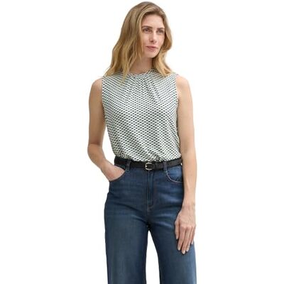 TOM TAILOR damtopp, 38005 – grönt vitt kakel minimal, XS TOM TAILOR damtopp, 38005 – grönt vitt kakel minimal, XS