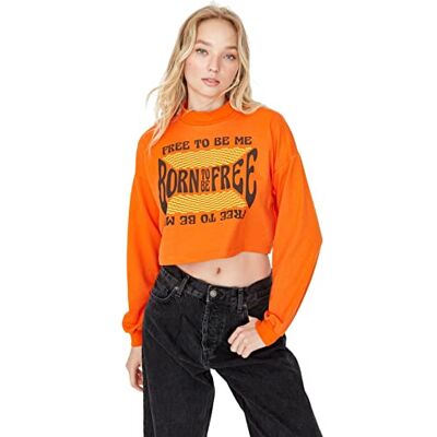 Trendyol Dam TWOAW22SW1713/Turuncu sweatshirt, orange, S, Orange Trendyol Dam TWOAW22SW1713/Turuncu sweatshirt, orange, S, Orange