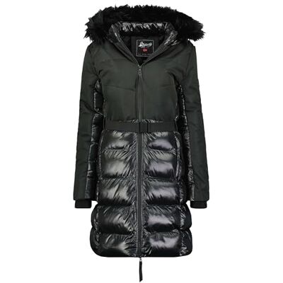 Geographical Norway Dorifore damparkas lång tjock varm dam höst vinter tunn kappa med huva i fuskpäls vindjacka elegant damjacka (svart L), svart, L Geographical Norway Dorifore damparkas lång tjock varm dam höst vinter tunn kappa med huva i fuskpäls vindjacka elegant damjacka (svart L), svart, L
