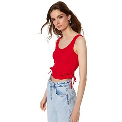 Trendyol Kvinnors röd shrink Detailed flygande idrottare t-shirt, XS Trendyol Kvinnors röd shrink Detailed flygande idrottare t-shirt, XS