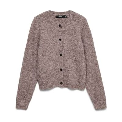 VERO MODA VMNOVAH LS O-hals knapp Cardi GA NOOS, Brun lentil/detalj: melerad, S VERO MODA VMNOVAH LS O-hals knapp Cardi GA NOOS, Brun lentil/detalj: melerad, S