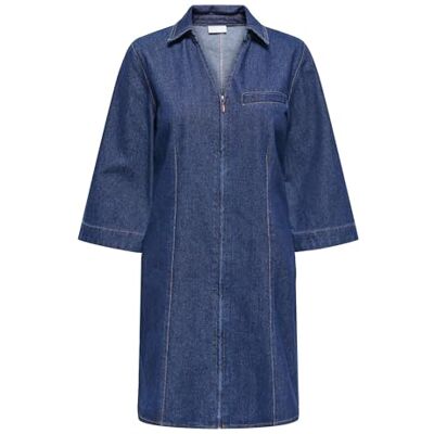 JDY sally Zip Stitch 3/4 klänning DNM, Mörkblå denim, XL JDY sally Zip Stitch 3/4 klänning DNM, Mörkblå denim, XL