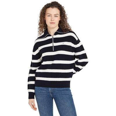 Tommy Hilfiger Dam CO Cardi Stitch 1/2 dragkedja tröja WW0WW42141 halv dragkedja tröja, ökenhimmel/elfenben kronblad rand, L, Blå (ökenhimmel/elfenbensfärgad kronbladsrandig), L Tommy Hilfiger Dam CO Cardi Stitch 1/2 dragkedja tröja WW0WW42141 halv dragkedja tröja, ökenhimmel/elfenben kronblad rand, L, Blå (ökenhimmel/elfenbensfärgad kronbladsrandig), L