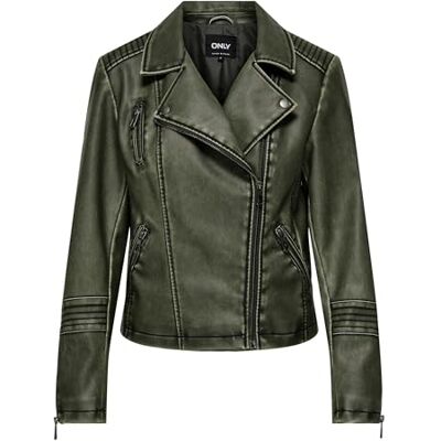 ONLY Onlhalli Gemma Faux läder biker Cc OTW bikerjacka för kvinnor, Djup, S ONLY Onlhalli Gemma Faux läder biker Cc OTW bikerjacka för kvinnor, Djup, S