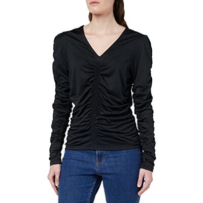 ONLY Onlsofie L/S V-Neck Ruching Top JRS T-shirt dam, svart, XS ONLY Onlsofie L/S V-Neck Ruching Top JRS T-shirt dam, svart, XS
