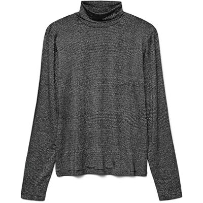 VERO MODA Vmlava Glitter Ls Highneck Top Stripe Ga, svart, M VERO MODA Vmlava Glitter Ls Highneck Top Stripe Ga, svart, M