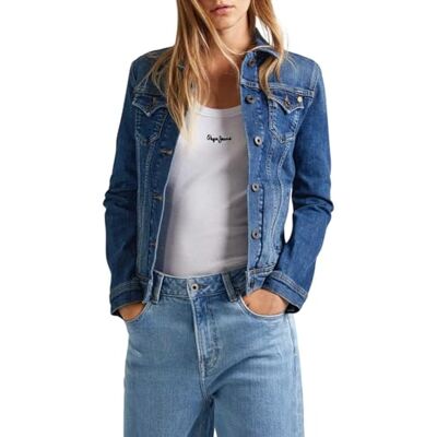 Pepe Jeans Thrift-jacka för kvinnor, Blå (Denim-ht7), XS Pepe Jeans Thrift-jacka för kvinnor, Blå (Denim-ht7), XS