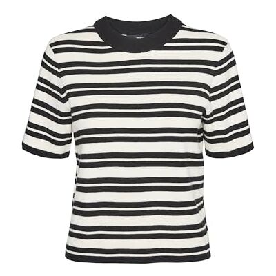VERO MODA dam Vmgold Ss O-neck tröja stickad tröja, Svart/detalj: w. Björk, M VERO MODA dam Vmgold Ss O-neck tröja stickad tröja, Svart/detalj: w. Björk, M