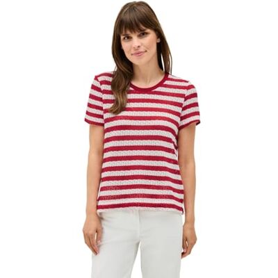 Cecil randig Ajour T-shirt för kvinnor, Glaserad Apple Red, M Cecil randig Ajour T-shirt för kvinnor, Glaserad Apple Red, M