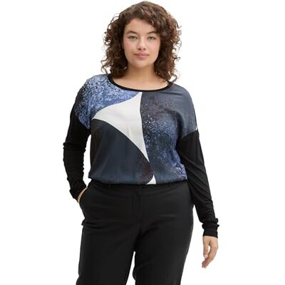 TOM TAILOR dam plus långärmad t-shirt, 14482 – djup svart, 46/L TOM TAILOR dam plus långärmad t-shirt, 14482 – djup svart, 46/L