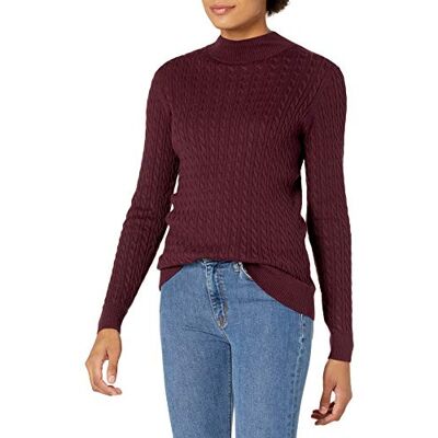 Amazon Essentials dam klassisk passform lätt kabel långärmad stoppad hals, vinröd, XX-Large Amazon Essentials dam klassisk passform lätt kabel långärmad stoppad hals, vinröd, XX-Large