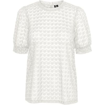 VERO MODA VMBECCA LACE SS O-Neck TOP JRS GA NOOS, Snövit, L VERO MODA VMBECCA LACE SS O-Neck TOP JRS GA NOOS, Snövit, L