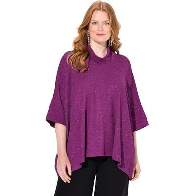 Ulla Popken damer stora storlekar överdimensionerade plus size skjorta, glittereffekt, oversized, polotröja, halvärm, Mulbär, 50 SE/56 SE Ulla Popken damer stora storlekar överdimensionerade plus size skjorta, glittereffekt, oversized, polotröja, halvärm, Mulbär, 50 SE/56 SE
