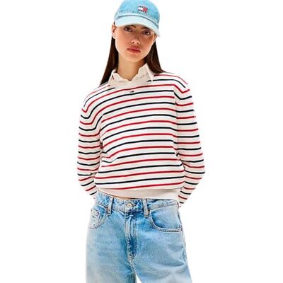 Tommy Jeans Dam TJW Essential Crew tröja EXT DW0DW20159 pullover tröja, vit (vit/röd/marinblå randig), 4XL, Vit (vit/röd/marinblå randig), 4XL Stor Tommy Jeans Dam TJW Essential Crew tröja EXT DW0DW20159 pullover tröja, vit (vit/röd/marinblå randig), 4XL, Vit (vit/röd/marinblå randig), 4XL Stor