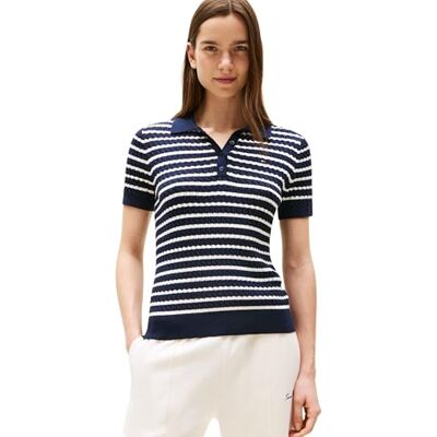 Tommy Hilfiger dam S/S Polo, Blå (mörk natt marinblå/elfenbenssilke Stp), 3XL Tommy Hilfiger dam S/S Polo, Blå (mörk natt marinblå/elfenbenssilke Stp), 3XL