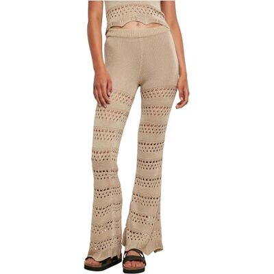 Urban Classics - Dam Flared Crochet Knit Leggings - Beige - Leggings Urban Classics - Dam Flared Crochet Knit Leggings - Beige - Leggings