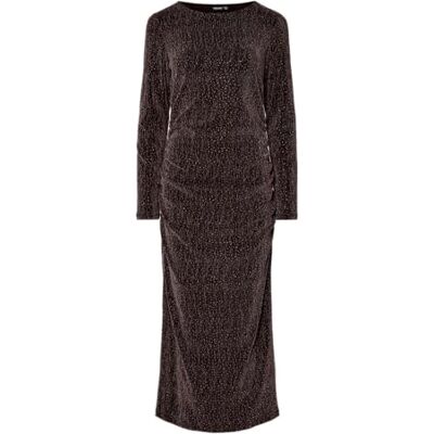 PIECES Pcmaeve Ls Midi Ruching Dress JRS, Het fudge, XS PIECES Pcmaeve Ls Midi Ruching Dress JRS, Het fudge, XS
