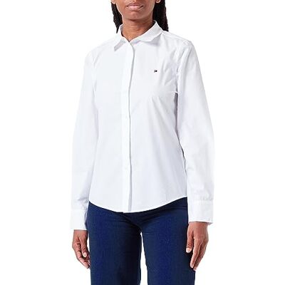 Tommy Hilfiger Dam Organic Co Regular Shirt Ls Casual, Th optik vit, 64 SE Tommy Hilfiger Dam Organic Co Regular Shirt Ls Casual, Th optik vit, 64 SE