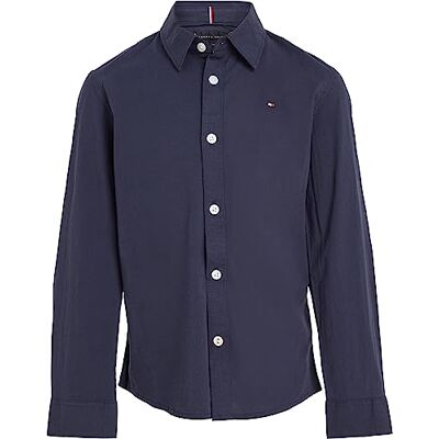 Tommy Hilfiger SOLID STRETCH POPLIN SHIRT L/S fritidsskjorta pojkar, Blå (Twilight Navy), 10 år Tommy Hilfiger SOLID STRETCH POPLIN SHIRT L/S fritidsskjorta pojkar, Blå (Twilight Navy), 10 år