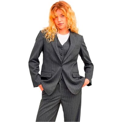 JJXX JACK&JONES JXANA Mary Brushed REG Blazer TLR SN, Mörkgrå melange/ränder: ljusgrå, XL JJXX JACK&JONES JXANA Mary Brushed REG Blazer TLR SN, Mörkgrå melange/ränder: ljusgrå, XL