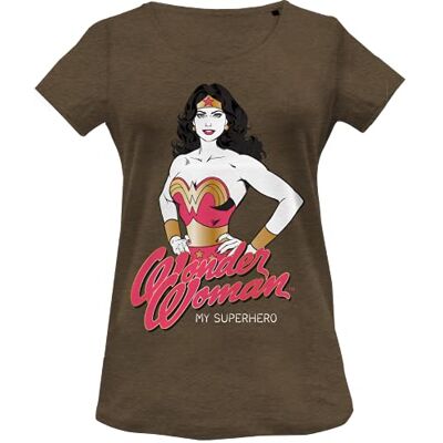 DC Comics T-shirt dam, brun melange, S DC Comics T-shirt dam, brun melange, S