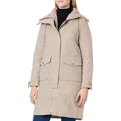 TOM TAILOR Damer Kappa med ståkrage 1032470, 30284 Offwhite Beige Twill Structure, M TOM TAILOR Damer Kappa med ståkrage 1032470, 30284 Offwhite Beige Twill Structure, M