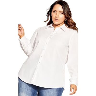 City Chic Dam Plus Size Skjorta Ren look Klänning, Elfenben, 42/More City Chic Dam Plus Size Skjorta Ren look Klänning, Elfenben, 42/More