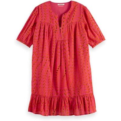 Scotch & Soda Tryckt Crinkle miniklänning, Hus av speglar rosa 638, 38 Scotch & Soda Tryckt Crinkle miniklänning, Hus av speglar rosa 638, 38