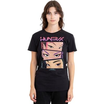 KPop Demon Hunters kvinnors Huntrix ögon serietidning dam t-shirt, rosa t-shirt, Svart, XXL KPop Demon Hunters kvinnors Huntrix ögon serietidning dam t-shirt, rosa t-shirt, Svart, XXL
