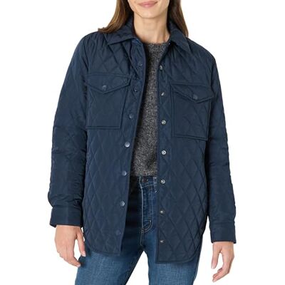 Amazon Essentials dam avslappnad passform lång quiltad jacka med snäppstängning, Marinblått Xsp, M Amazon Essentials dam avslappnad passform lång quiltad jacka med snäppstängning, Marinblått Xsp, M