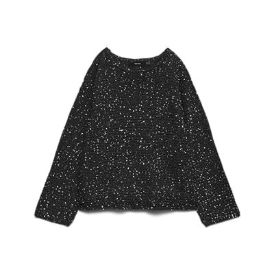 VERO MODA Vmleilani Stitch Ls Boatneck tröja, svart, XS VERO MODA Vmleilani Stitch Ls Boatneck tröja, svart, XS