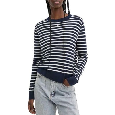 Tommy Jeans Dam TJW Essential Crew Neck tröja DW0DW17254 pullover tröja, blå (marinblå/vit randig), XL, Blå (marinblå/vit randig), XL Tommy Jeans Dam TJW Essential Crew Neck tröja DW0DW17254 pullover tröja, blå (marinblå/vit randig), XL, Blå (marinblå/vit randig), XL