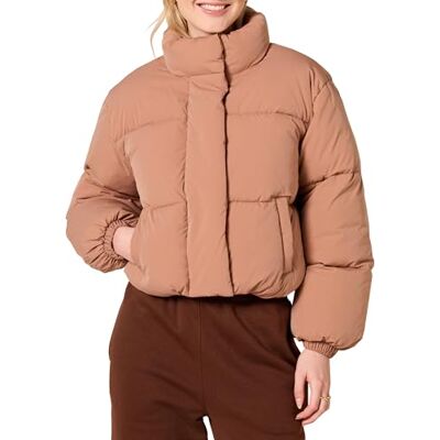 Amazon Essentials kort pufferjacka för kvinnor (finns i plusstorlek), ljusbrun, stor Amazon Essentials kort pufferjacka för kvinnor (finns i plusstorlek), ljusbrun, stor