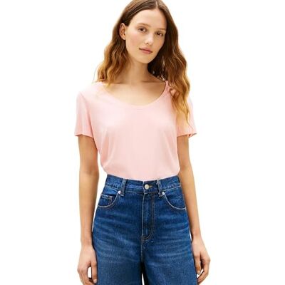 Tommy Hilfiger dam Co linne Scoop Nk Ss Tee WW0WW48705, rosa, XXS Tommy Hilfiger dam Co linne Scoop Nk Ss Tee WW0WW48705, rosa, XXS