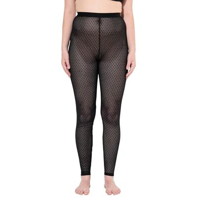 Ulla Popken damer stora storlekar överdimensionerade plus size leggings, diamantspets, något transparent, svart, 54/56 SE Ulla Popken damer stora storlekar överdimensionerade plus size leggings, diamantspets, något transparent, svart, 54/56 SE