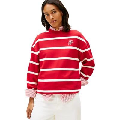 Tommy Hilfiger TH Script Mdrn Terry Swtshrt Ww0ww48431 Pullover-tröja, röd (primärröd/calico STP), XS dam, Röd (Primär röd/Calico Stp), XS Tommy Hilfiger TH Script Mdrn Terry Swtshrt Ww0ww48431 Pullover-tröja, röd (primärröd/calico STP), XS dam, Röd (Primär röd/Calico Stp), XS