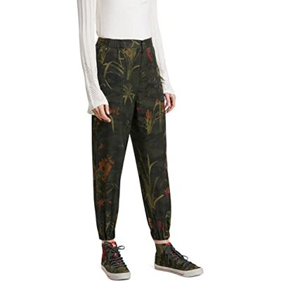Desigual Dam camotiger lediga byxor, Grön, XS Desigual Dam camotiger lediga byxor, Grön, XS