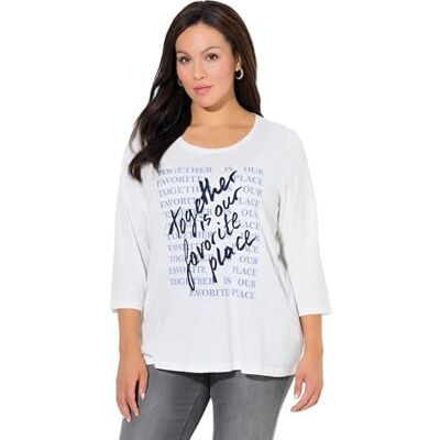 Ulla Popken damer stora storlekar överdimensionerade plus size t-shirt, tryck på framsidan, klassisk Ulla Popken damer stora storlekar överdimensionerade plus size t-shirt, tryck på framsidan, klassisk