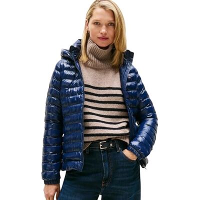 Tommy Hilfiger dam LW vadderad smal jacka WW0WW47351 pufferjacka, blå, L, Blå (mörk natt marinblå), L Tommy Hilfiger dam LW vadderad smal jacka WW0WW47351 pufferjacka, blå, L, Blå (mörk natt marinblå), L